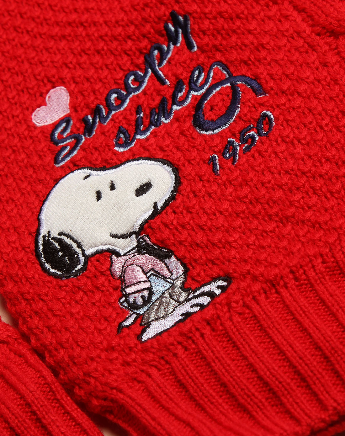 史努比snoopy-女童红色高领绣花长袖毛衣sw17698613_唯品会
