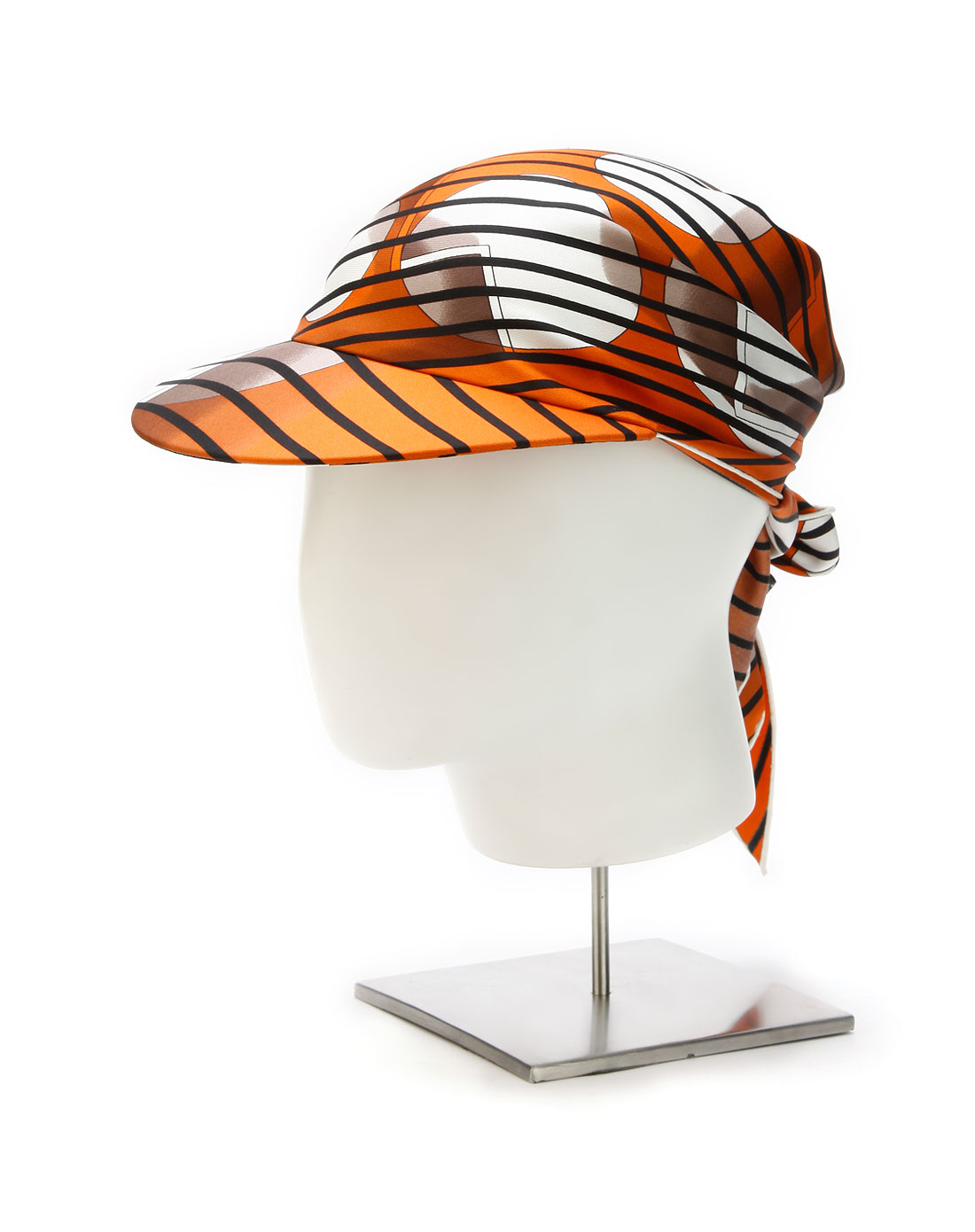 爱马仕hermes女款橘白藏青色高尔夫球帽