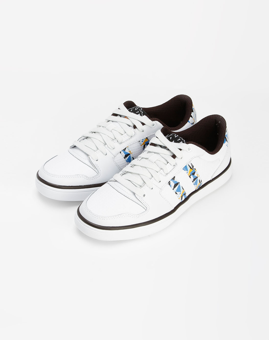 卡帕kappa男装白色格纹绑带板鞋