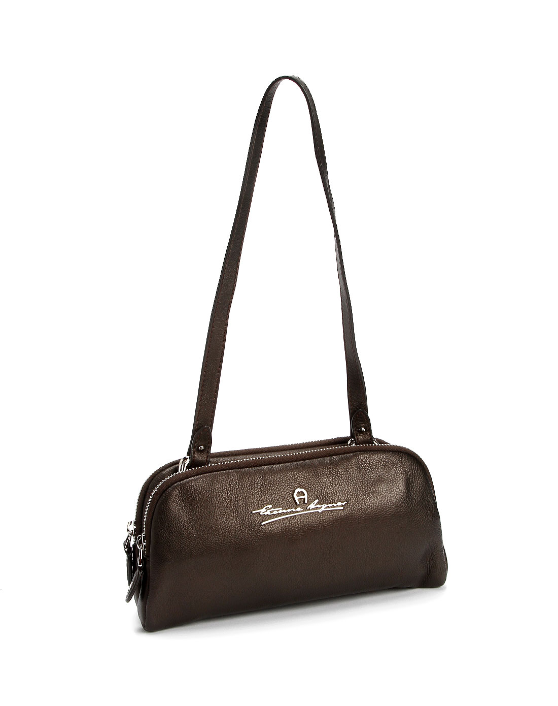 aigner女款深啡色荔枝纹时尚小单肩包