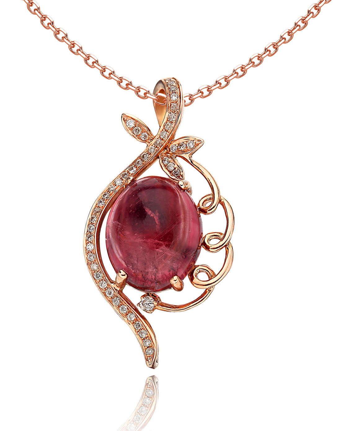 卓思华18k金镶碧玺钻石吊坠