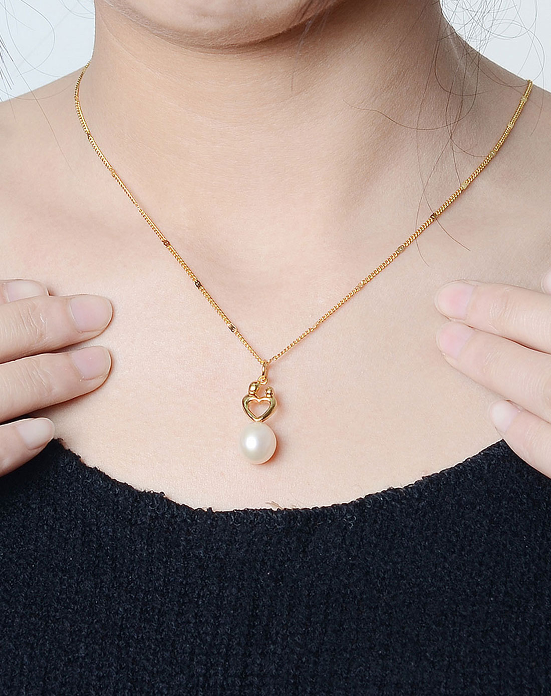 将爱925银镀18k黄金镶珍珠吊坠