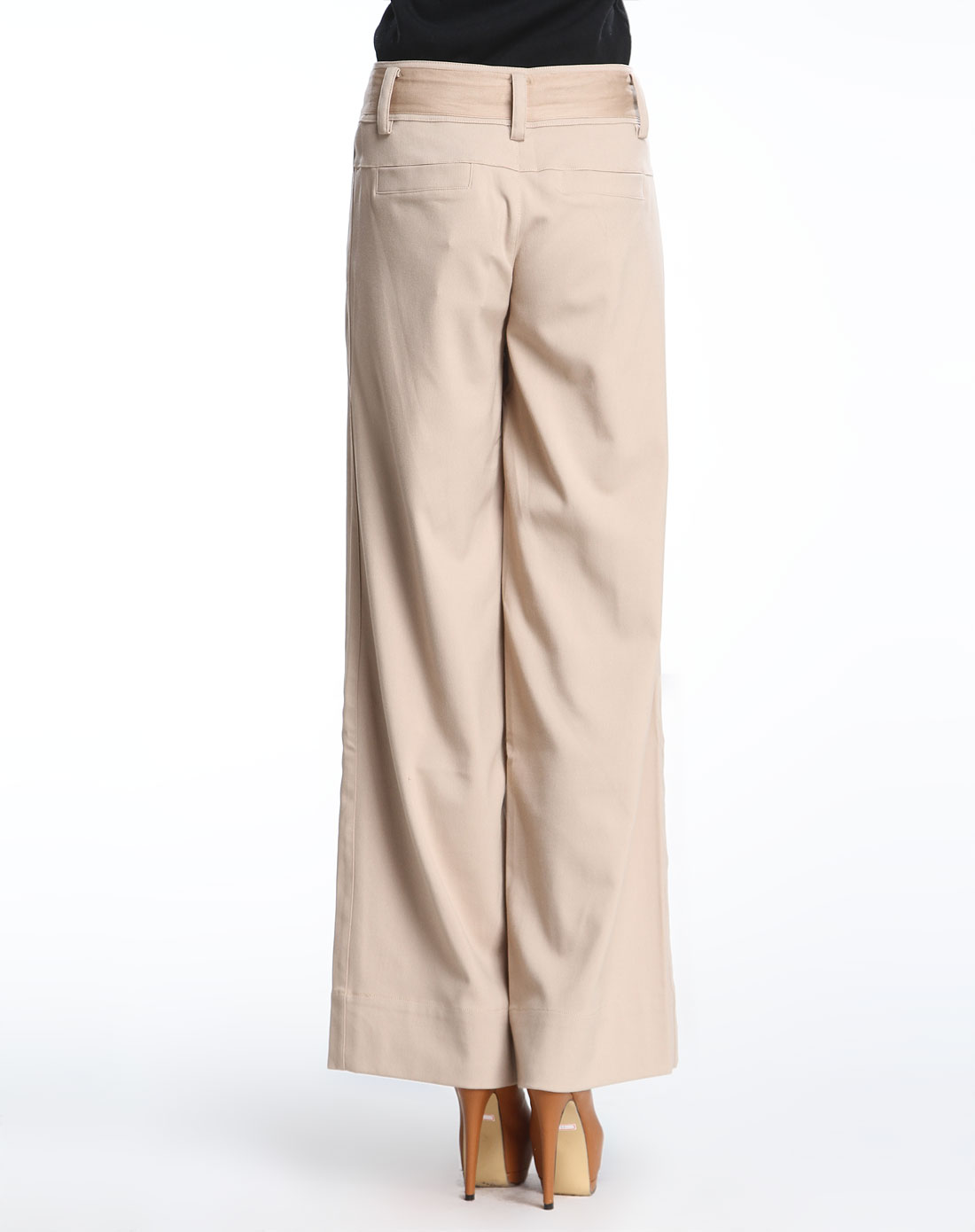 杏色时尚气质宽松长裤