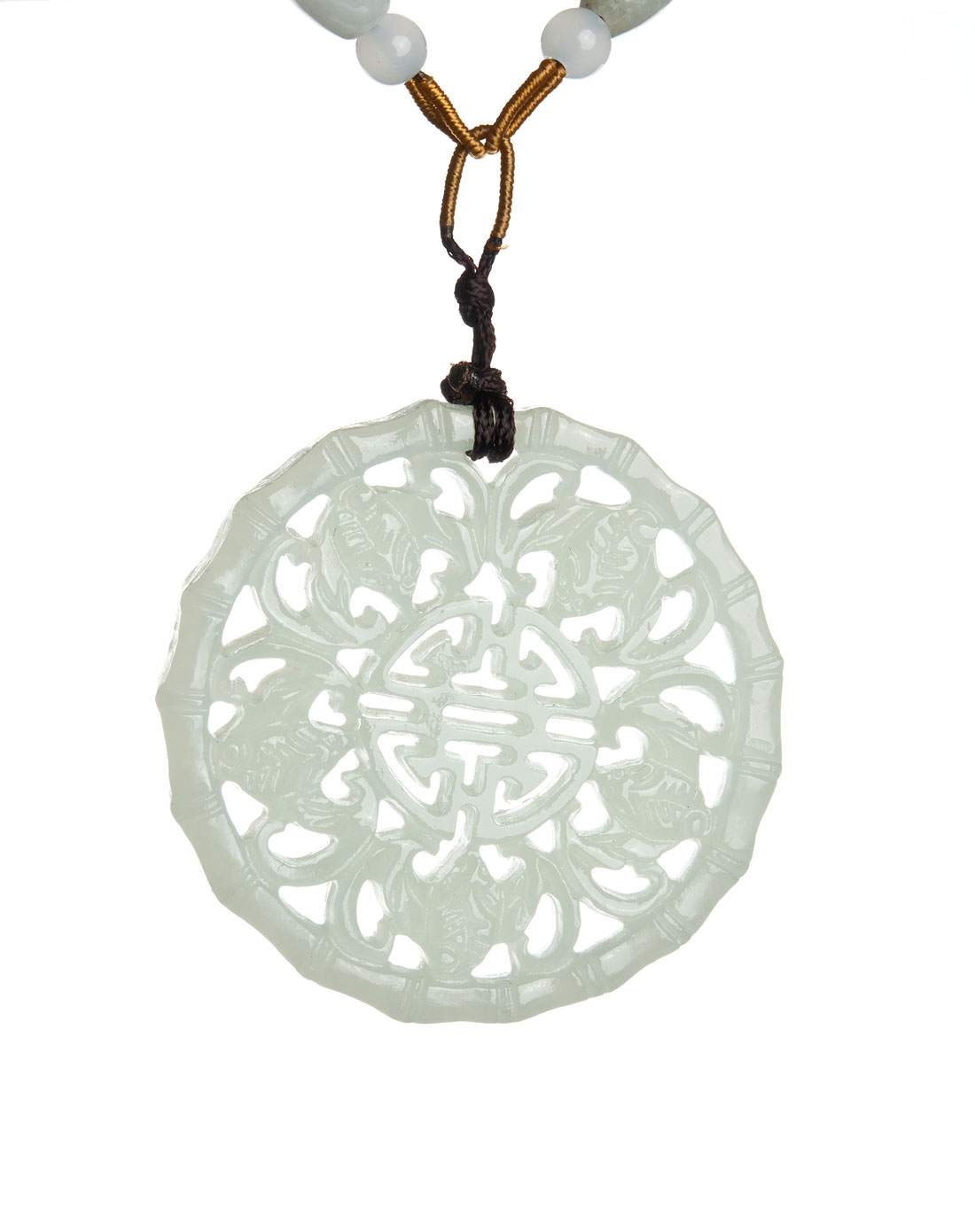 和田玉五福捧寿玉牌