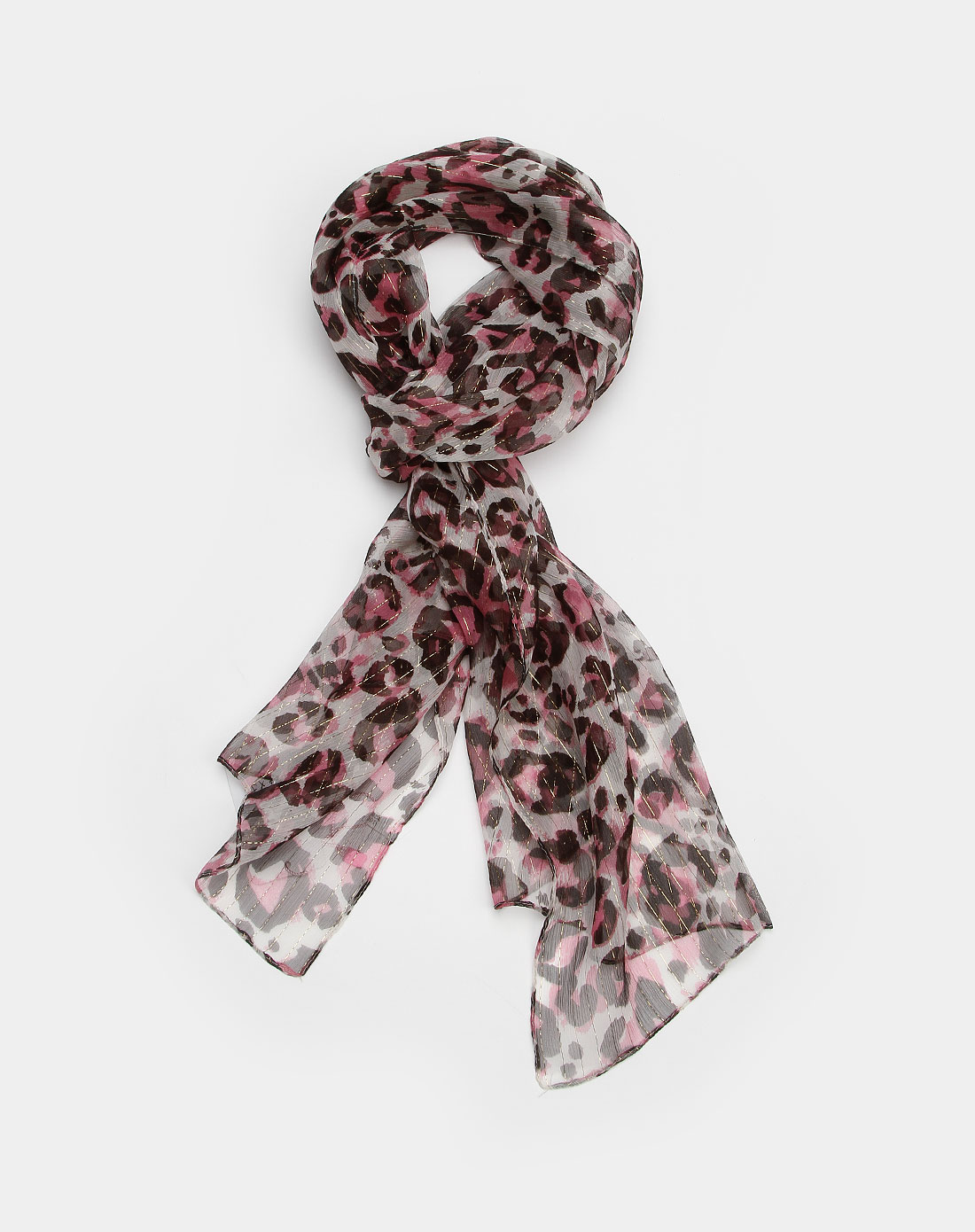 饰品库存专场tsk 黑/粉色豹纹金线围巾