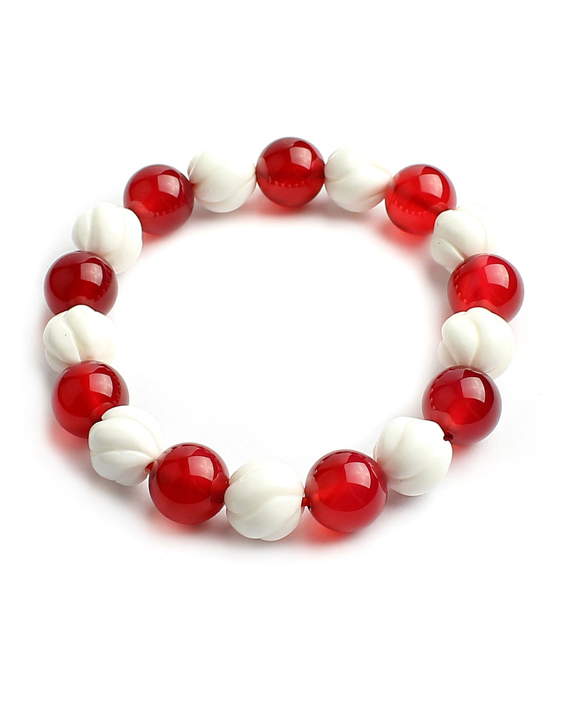 女款红白映雪红颜天然富贵红玛瑙砗磲莲花手链