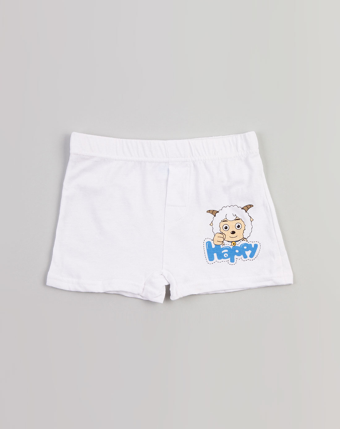 tvmania男童白色绣图简约平角裤