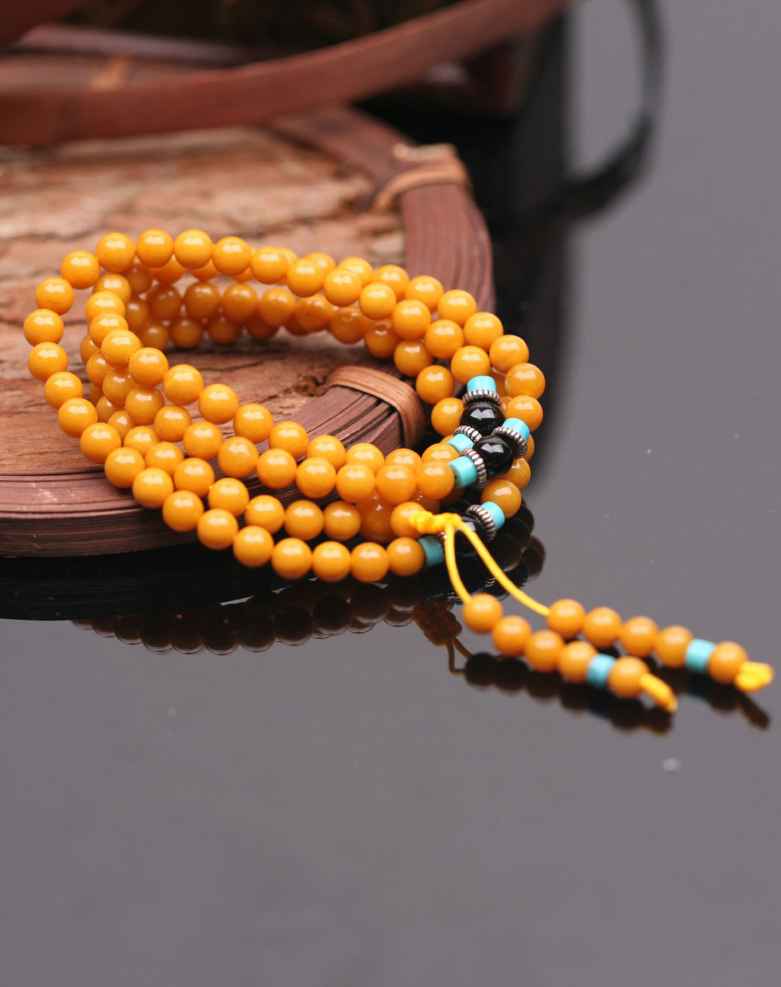 108佛珠 祈福保健珠串老蜡佛珠链