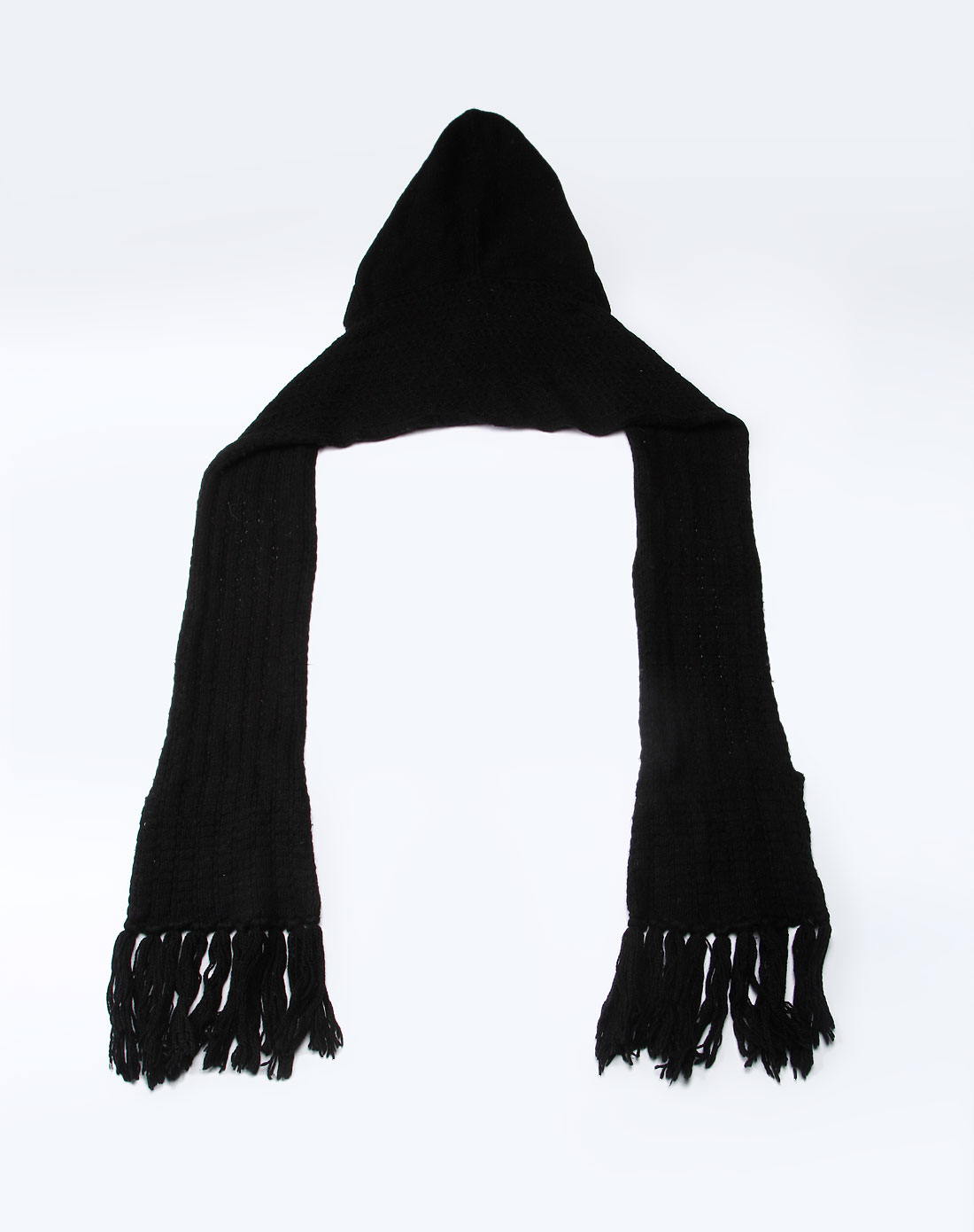 b ab 黑色连帽流苏可爱围巾