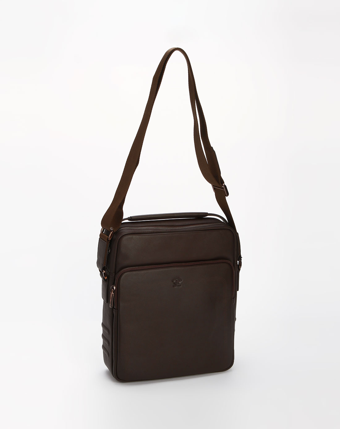 比华利保罗-男包专场浅啡色磨光裂纹挎包