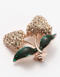 金色可爱草莓闪烁胸针