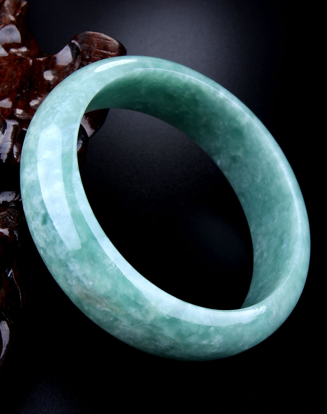 天然翡翠a满豆色手镯