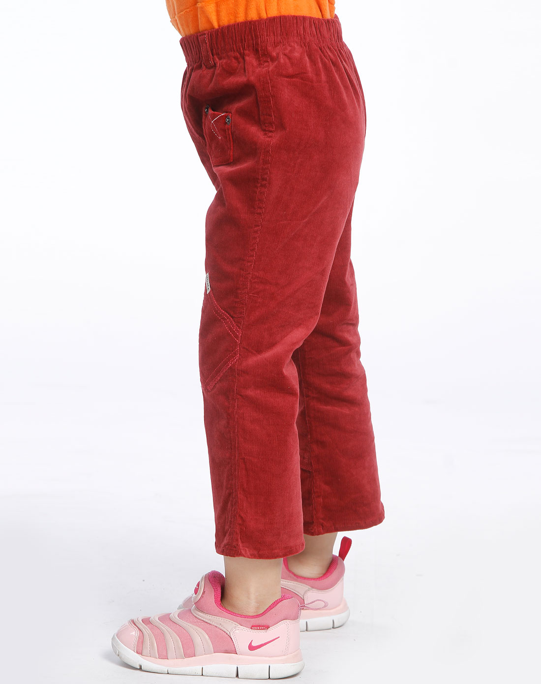 absorba女童暗红色暗纹长裤