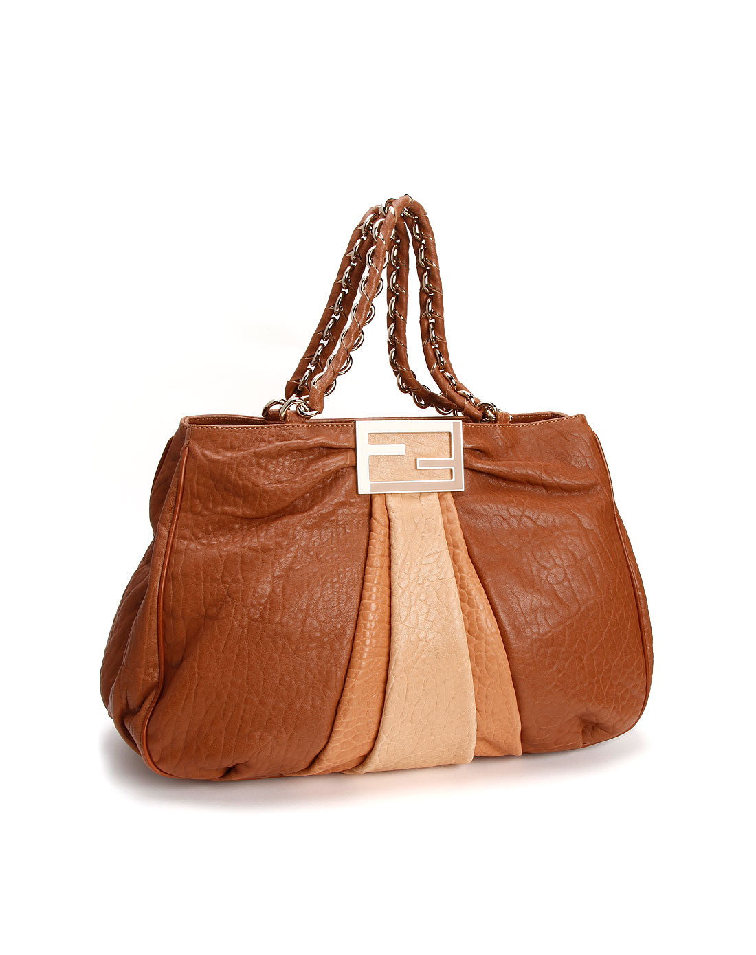 fendi女款啡色石头纹时尚手提包