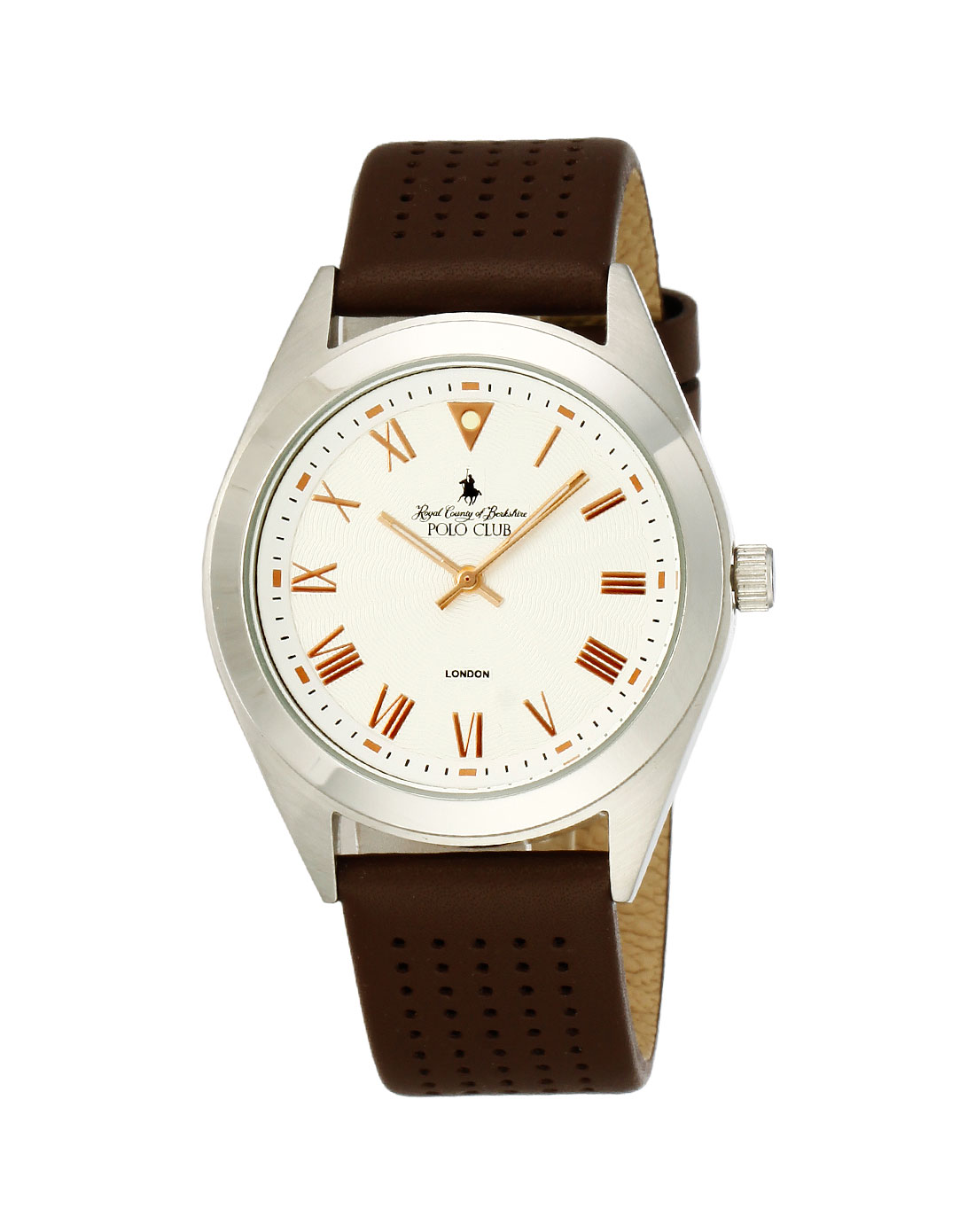 中性白/啡色小孔圆形时尚手表_polo club特价4.5折_唯品会名牌时尚折