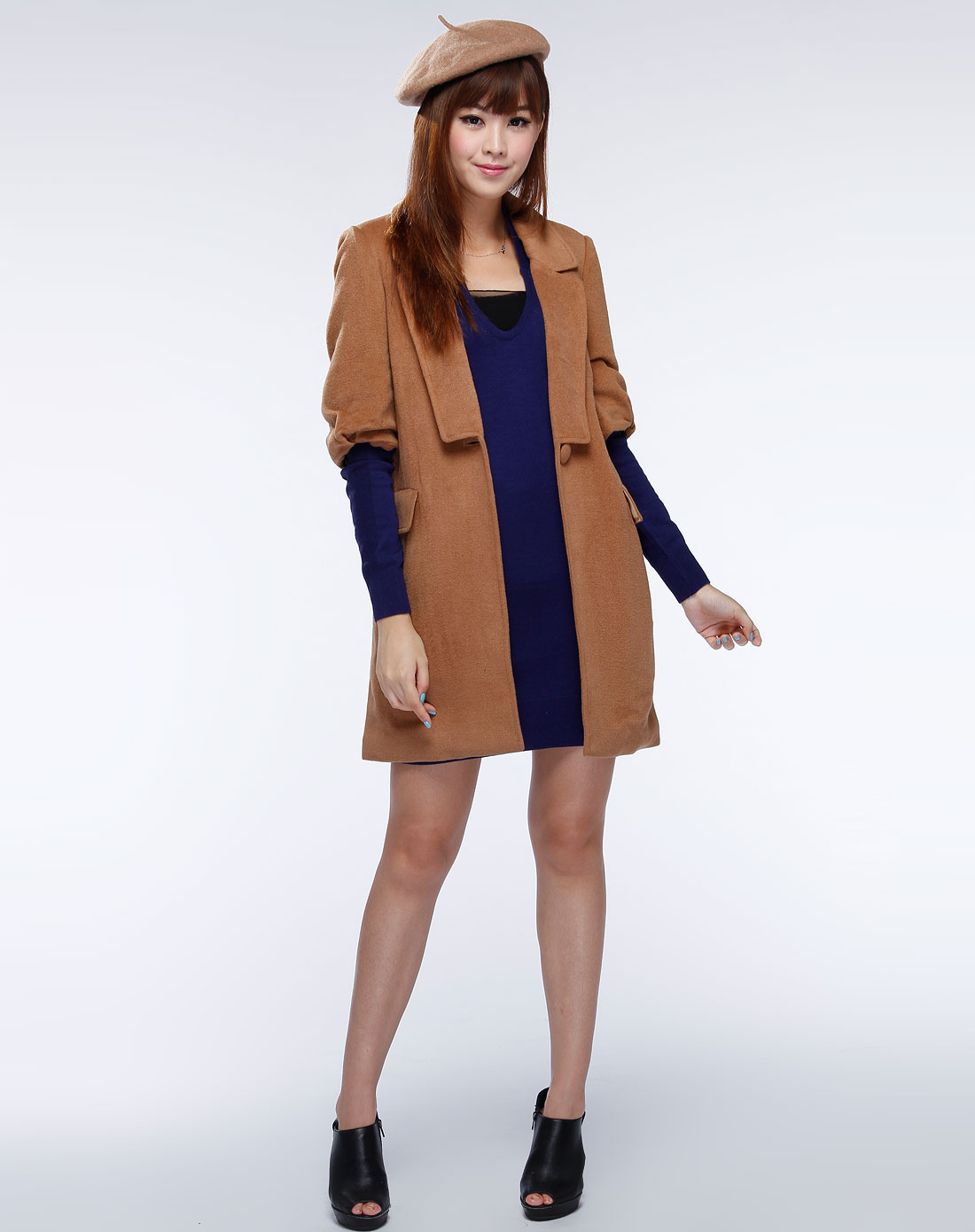 qua深卡其色时尚中袖外套