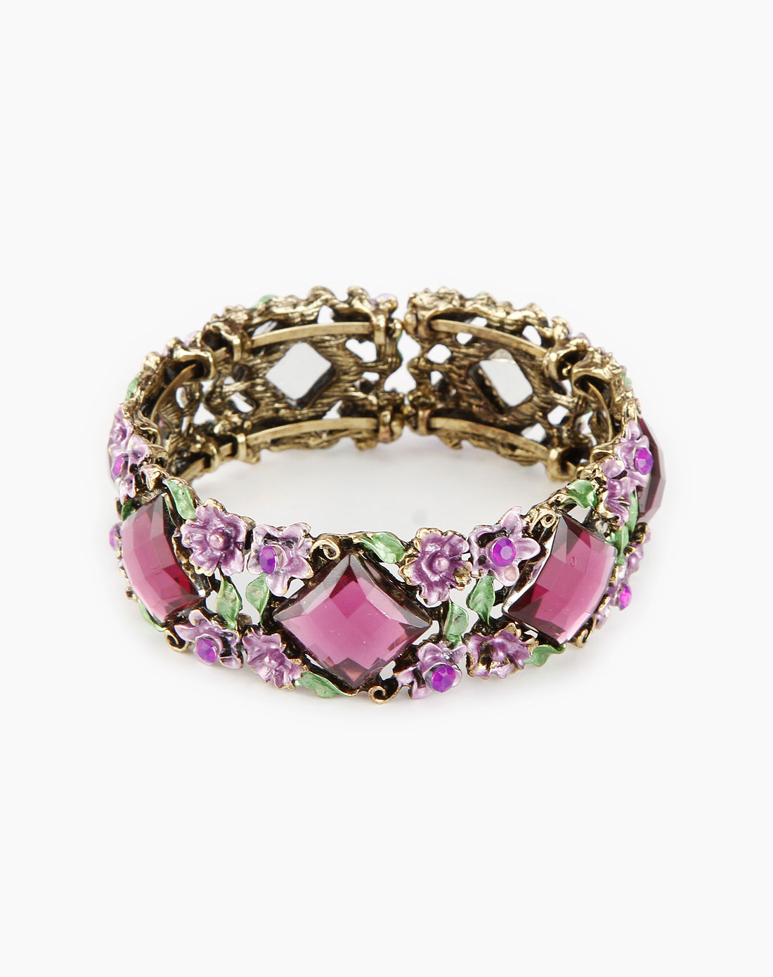 饰品混合专场exceso 紫色镶钻花状时尚手镯