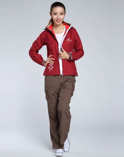 牧高笛mobigarden-女装专场霞紫红色印图时尚长袖拉链外套