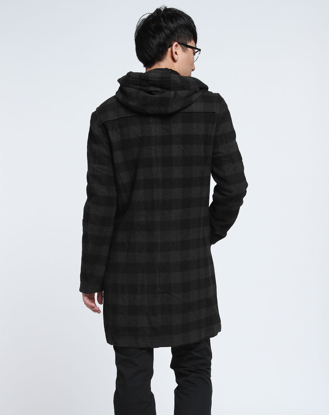 glm男款黑灰色时尚连帽长袖外套