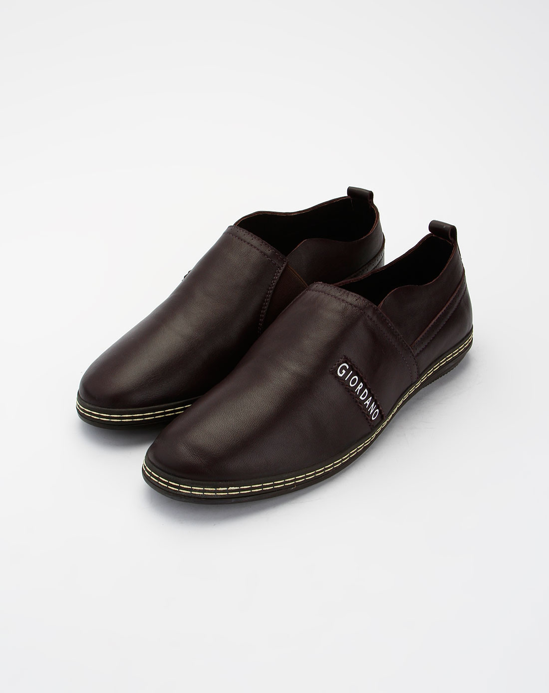 佐丹奴giordano紫色拼接商务休闲皮鞋