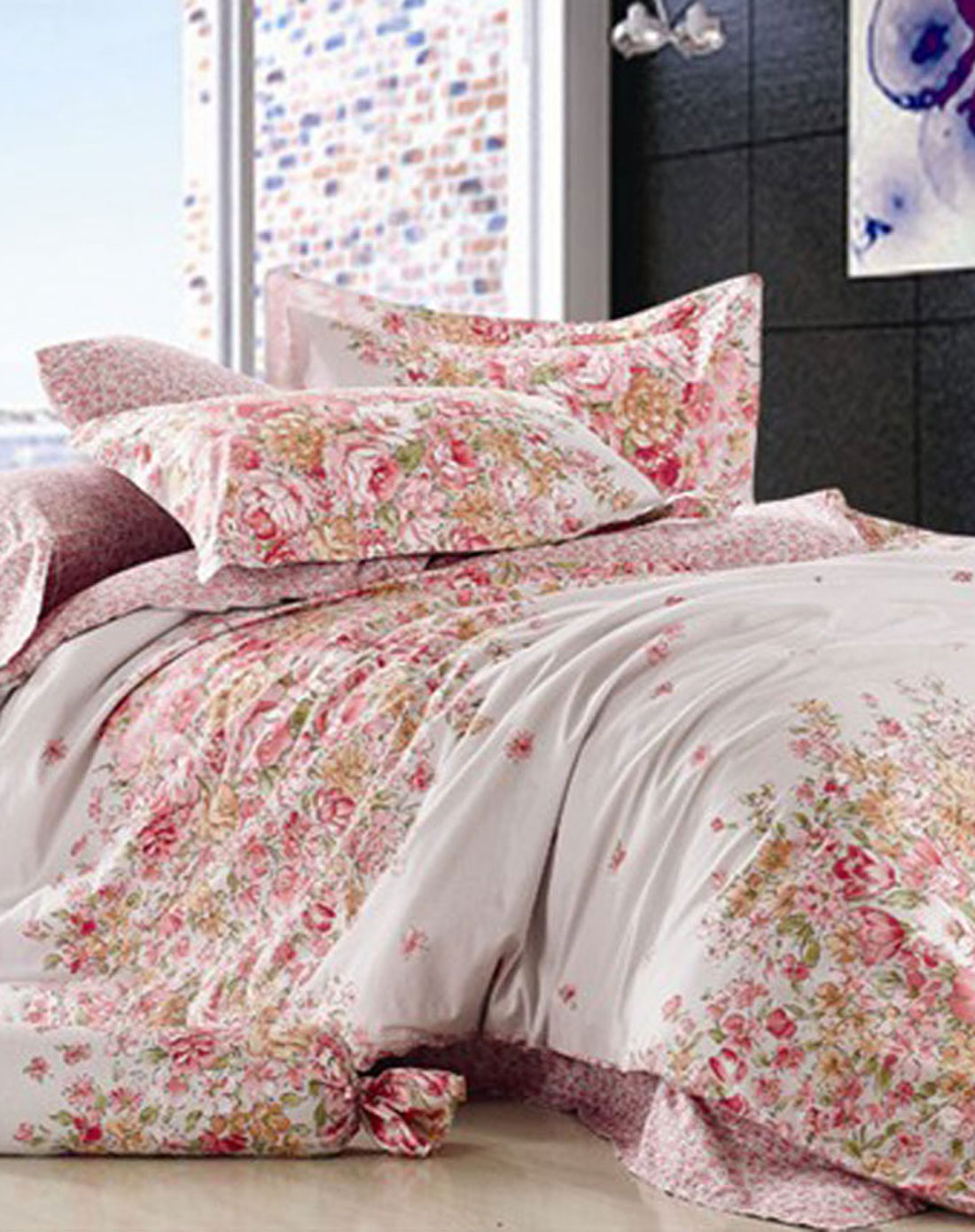 苏缦家纺七里香(灰)全棉床品四件套(1.5m-1.8m床适用)