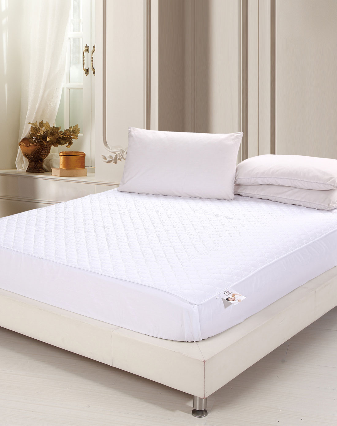 丝曼琳纯棉素色床笠-白色